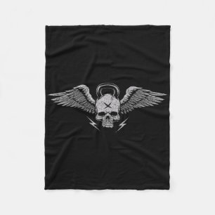 Skull Kettlebell Workout Strength Training Gym Fleece Blanket