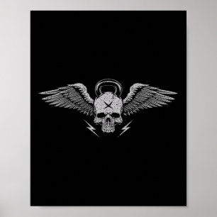 Skull Kettlebell Workout Strength Training Gym Poster