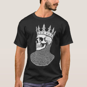 Skull King Crown Chainmail Gothic Line Art T-Shirt