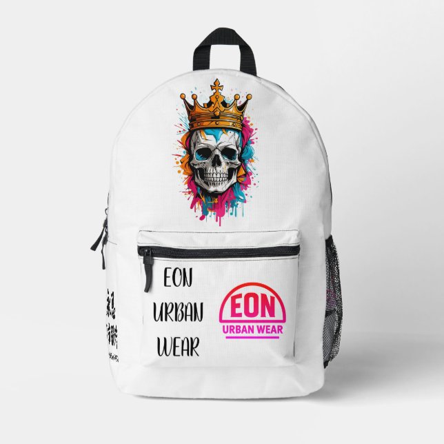 skull king printed backpack (Front)