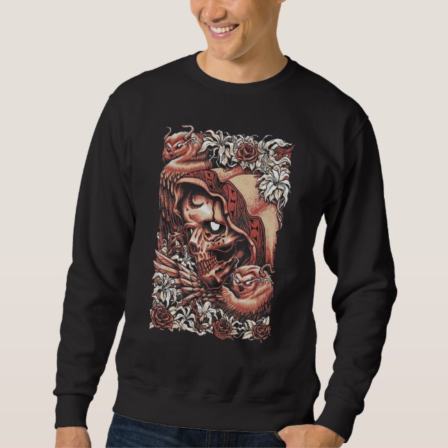 Skull King Skeleton With Owl Sweatshirt (Front)