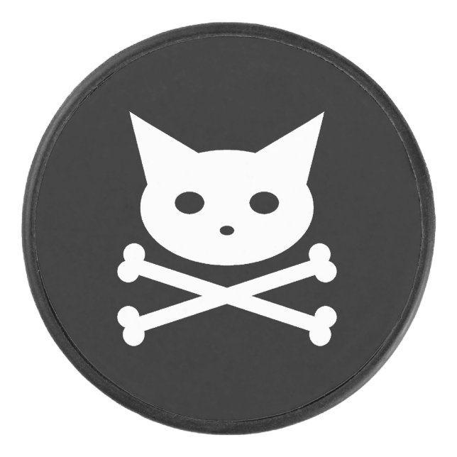 Skull Kitty Button Hockey Puck (Front)