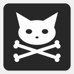 Skull Kitty Square Sticker