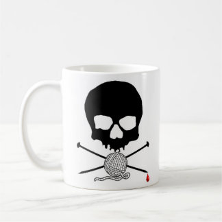Skull & Knitting Needle with Yarn Mug