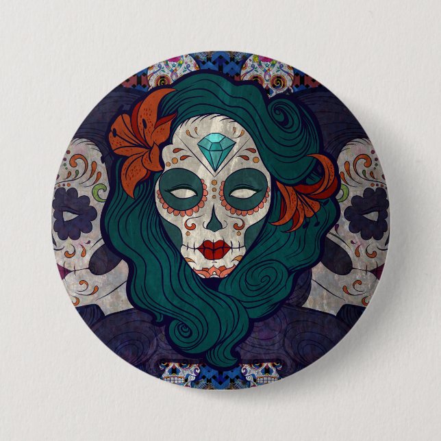 Skull Ladies 7.5 Cm Round Badge (Front)