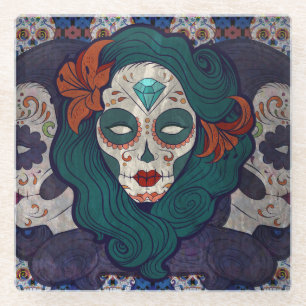 Skull Ladies Glass Coaster