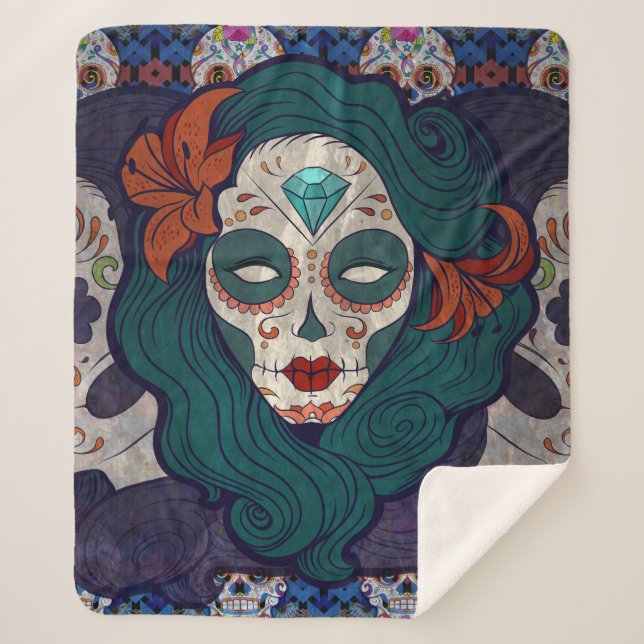 Skull Ladies Sherpa Blanket (Front)