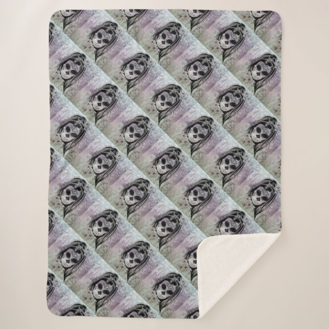 Skull Lady Sherpa Blanket (Front)