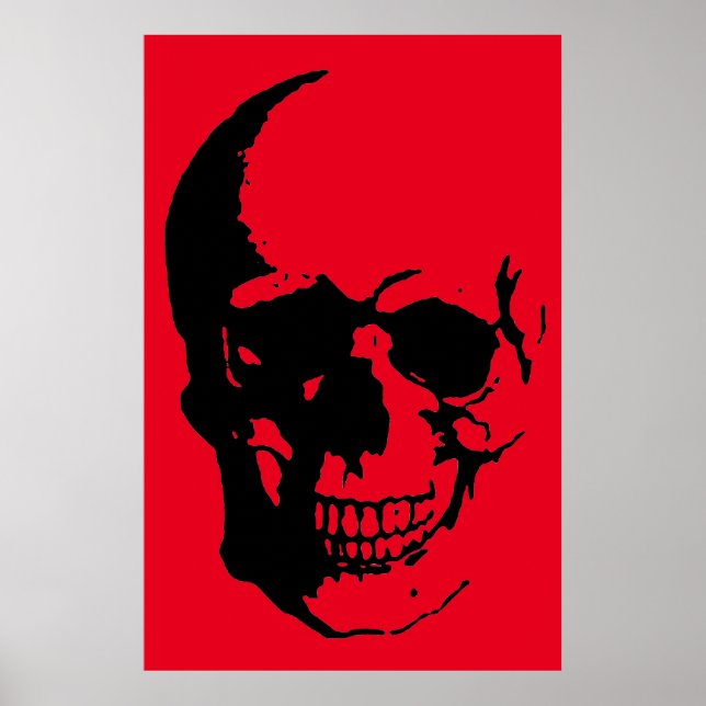 Skull Large Poster Print - Black & Red Fantasy Art (Front)