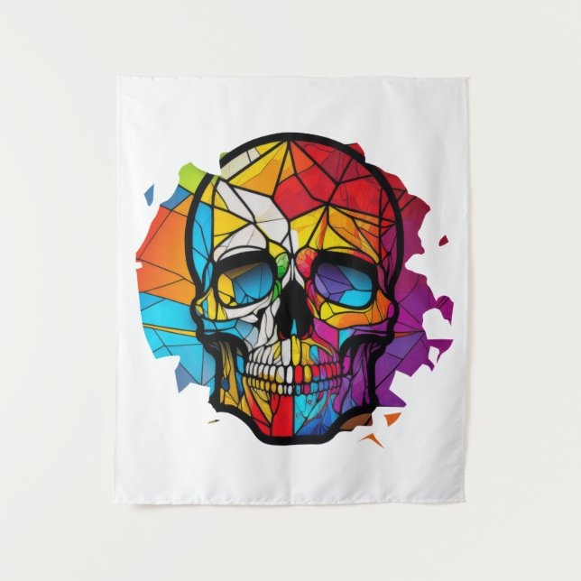 Skull Life Time Stained Glass Character Tapestry (Front)