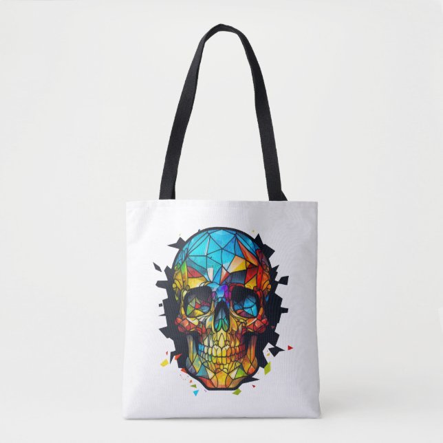 Skull Life Time Stained Glass Character Tote Bag (Front)
