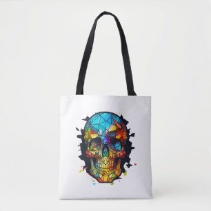Skull Life Time Stained Glass Character Tote Bag