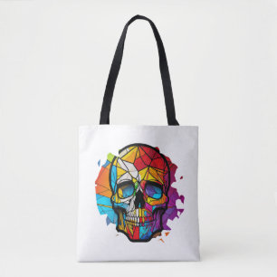 Skull Life Time Stained Glass Character Tote Bag