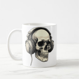 Skull Listening Music With Headphones Dj Coffee Mug