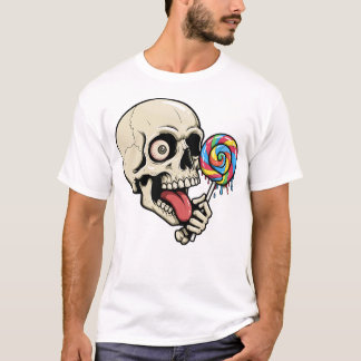 Skull Lollipop T-Shirt - Creepy Skeleton Candy 