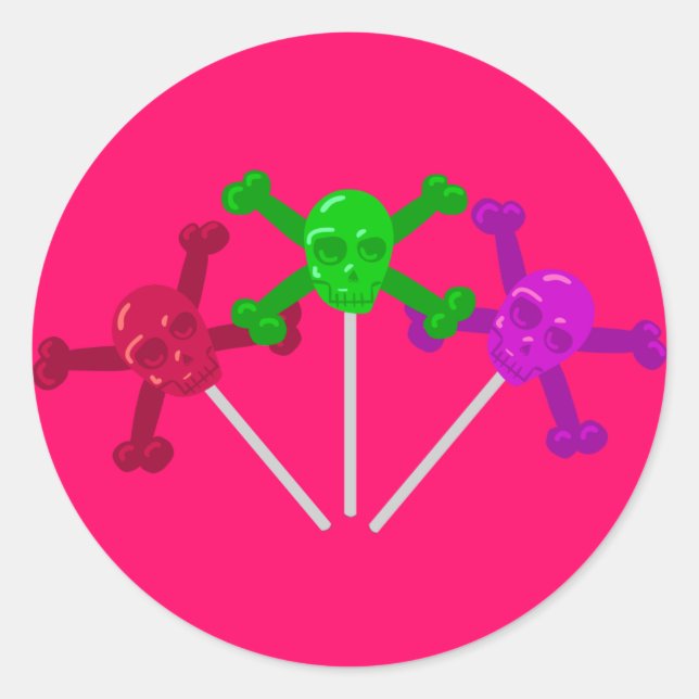 Skull Lollipops Classic Round Sticker (Front)