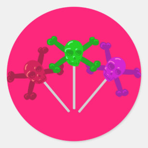 Skull Lollipops Classic Round Sticker