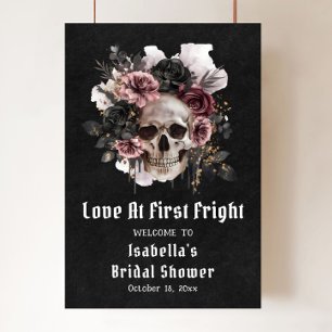 Skull Love At First Fright Bridal Shower Welcome Poster