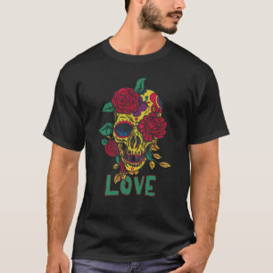 Skull Love Red rose Skeleton Vintage Roses For You T-Shirt