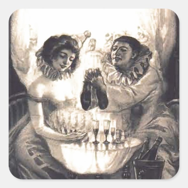 Skull Love Retro Optical Illusion Square Sticker (Front)