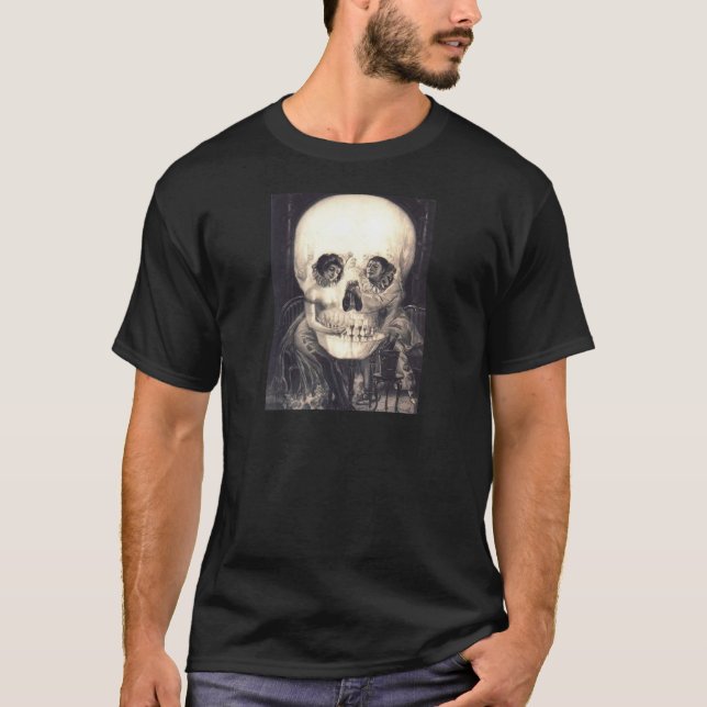 Skull Love Retro Optical Illusion T-Shirt (Front)