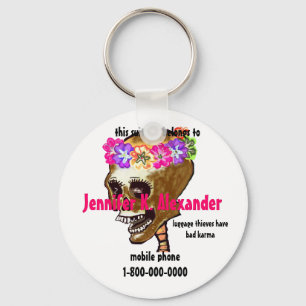 Skull luggage bag I.D. tag Key Ring