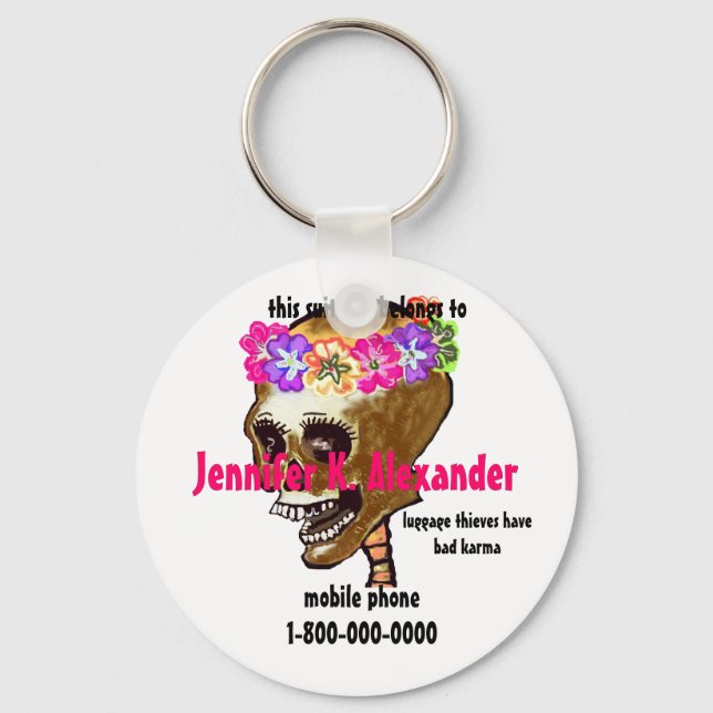 Skull luggage bag I.D. tag Key Ring (Front)