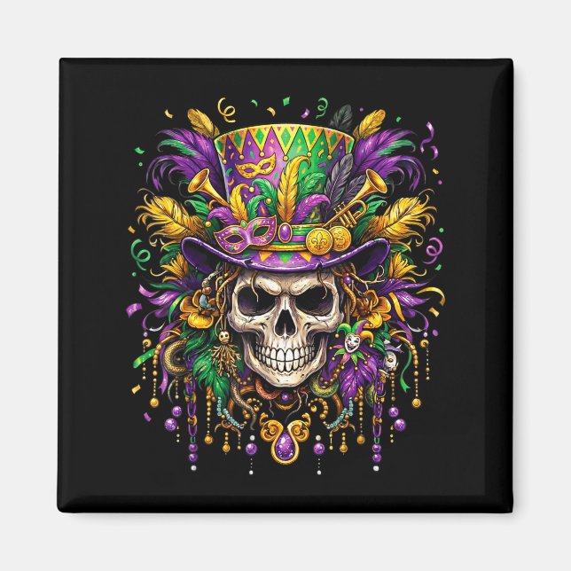 Skull Mardi Gras Men Women Kids Carnival New Orlea Magnet (Front)