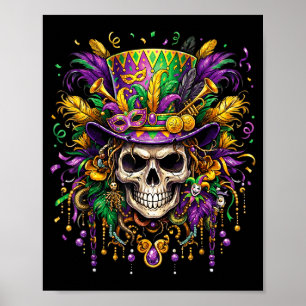 Skull Mardi Gras Men Women Kids Carnival New Orlea Poster