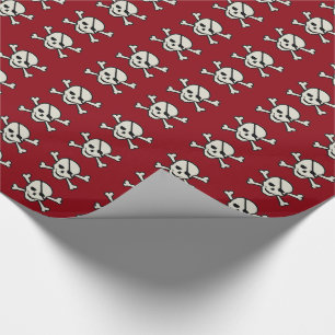 Skull - Maroon Glossy Wrapping Paper, 30" x 15' Paper