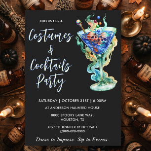Skull Martini Costumes & Cocktails Halloween Party Invitation