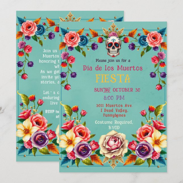 💀🎉Skull Me In, Día de los Muertos Invitation (Front/Back)