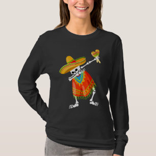 Skull Mexican Poncho Cinco De Mayo Dabbing Skeleto T-Shirt