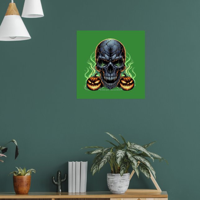 Skull Midnight Halloween Illustration Poster (Living Room 1)