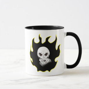 Skull Money Flame Death Biker Style Black Yellow Mug