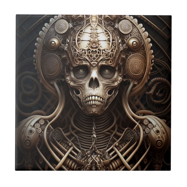 Skull Monster Skeleton Horror Ceramic Tile (Front)