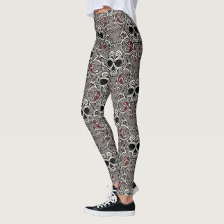 Skull Motif Halloween Print Leggings