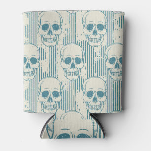 Skull Motif: Seamless Freehand Pattern Can Cooler