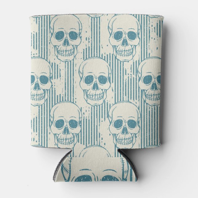 Skull Motif: Seamless Freehand Pattern Can Cooler (Front)