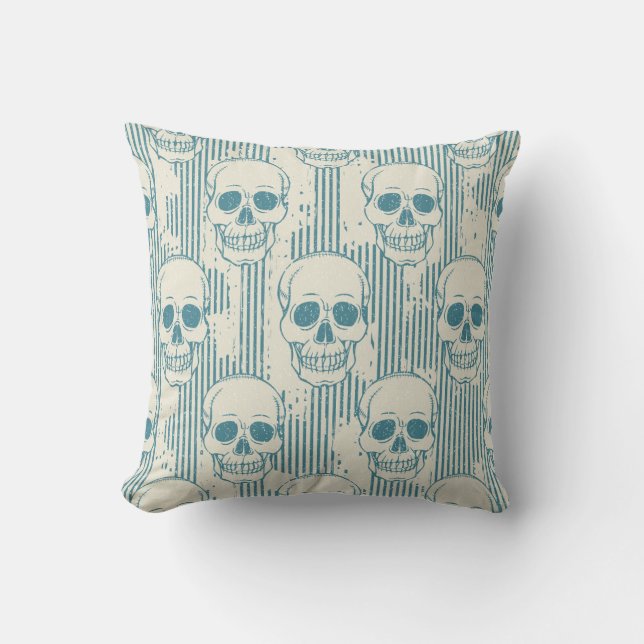 Skull Motif: Seamless Freehand Pattern Cushion (Front)