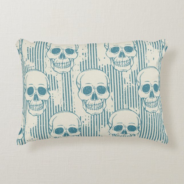 Skull Motif: Seamless Freehand Pattern Decorative Cushion (Front)