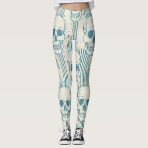 Skull Motif: Seamless Freehand Pattern Leggings