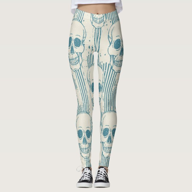 Skull Motif: Seamless Freehand Pattern Leggings (Front)