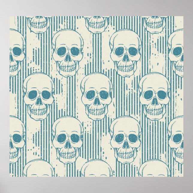 Skull Motif: Seamless Freehand Pattern Poster (Front)