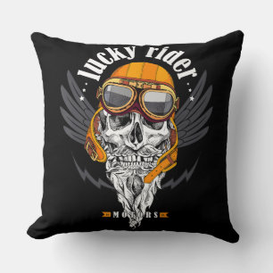 Skull Motorcycle Gift For Motorbike Lovers Cushion