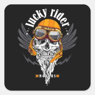 Skull Motorcycle Gift For Motorbike Lovers Square Sticker