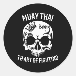 Skull Muay Thai - Nak Muay, Kickboxing Gift Classic Round Sticker