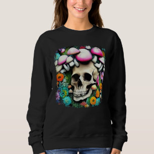 Skull Mushrooms Collector Graphic Mushroom Picker  Sweatshirt