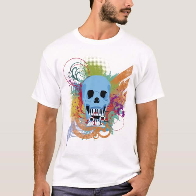 Skull Music Grunge Splatter T-Shirt (Front)