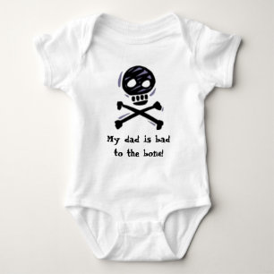 skull, My dad is bad to the bone! Baby Bodysuit